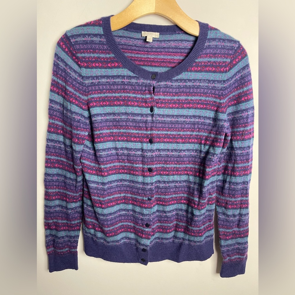 Talbots Lambswool Multicolored Button Up Long Sle… - image 3